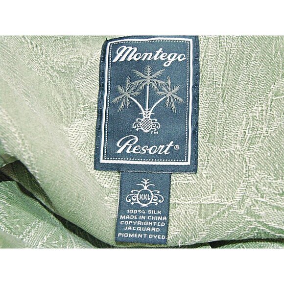 Montego Resort Mens Green Hulu Girl Palm Tree Hawaiian Button Up Shirt Size XXL - Picture 4 of 12